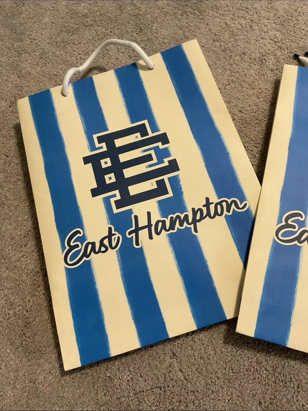 Eric Emanuel Blue & White Striped Gift Bags - Set of 2 new